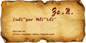 Zséger Máté névjegykártya
